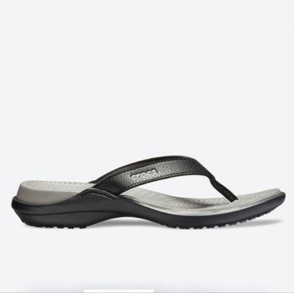 Crocs Women's Capri Iv Open Toe Flat Heel Flip Flops - Black Size 8 - Picture 1 of 5
